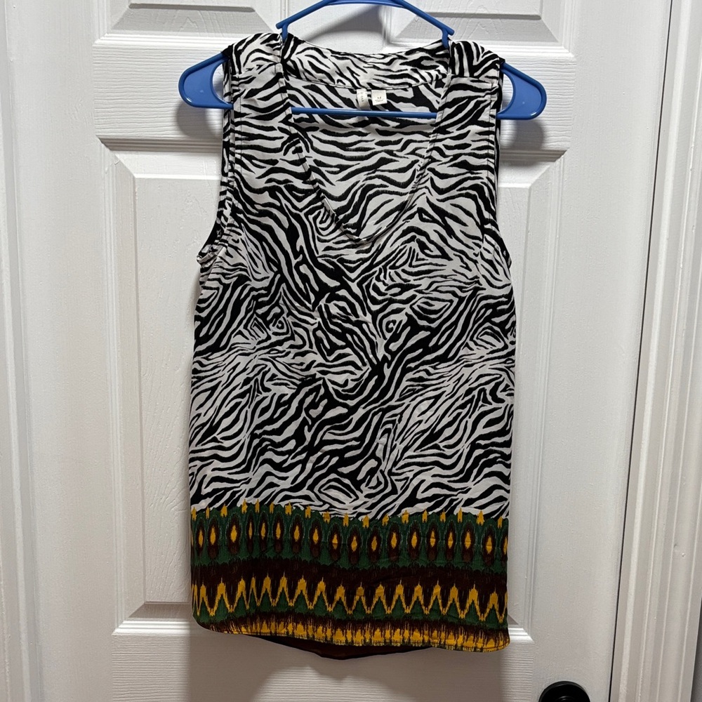 Chic Zebra Print Tank Top with Vibrant Accents